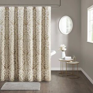 JLA Home - Madison Park Damask Medallion Jacquard Shower Curt Ivory